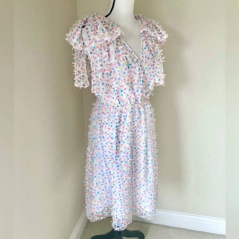Halogen Pastel Polka Dot Ruffle Dress - Picture 7 of 12